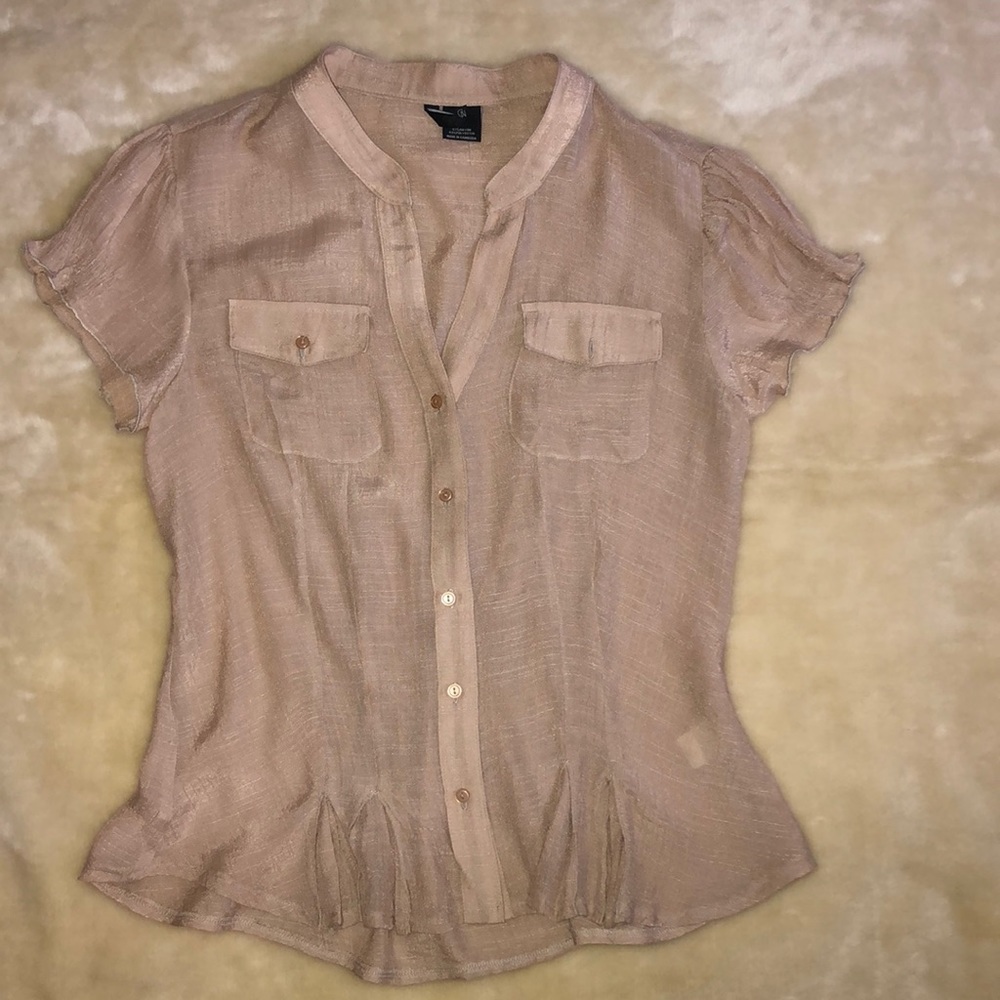 New Direction Tan Button Down Shirt